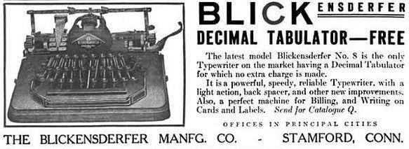 Anunci del tabulador decimal Blickensderfer