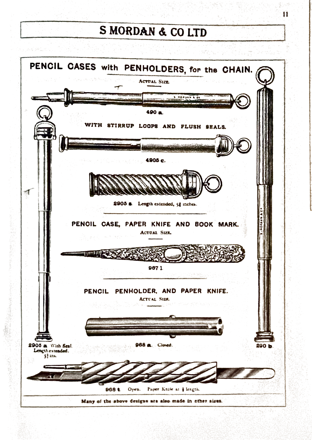Pàgina 11 del catàleg de S. Mordan & Co. de 1898 amb el model 2905a amb segell