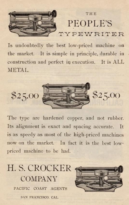 Publicitat de la People’s Typewriter