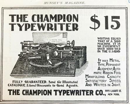 Publicitat de la Champion Typewriter