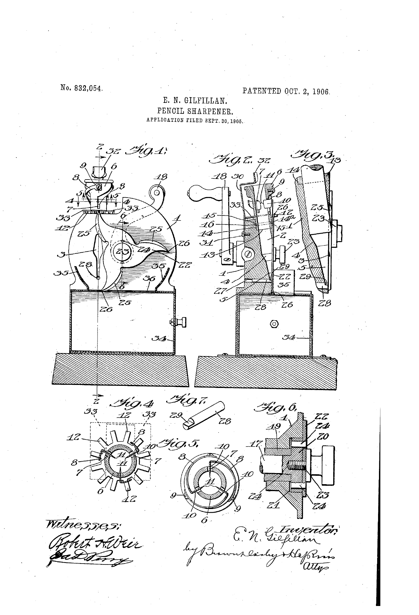 Làmina de la patent US 832054 d’Essington N. Gilfillan